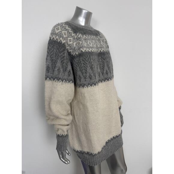 Shag Wool Nordic Sweater Adults Large Knit Pullover Vintage 90s Unisex - Picture 1 of 10